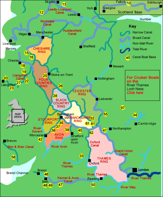 Uk canal map canal holidays